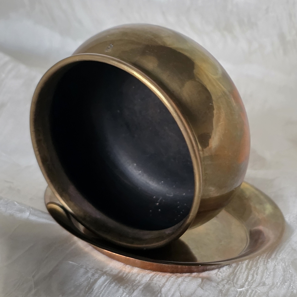Vintage Brass Bowl and Saucer/Lid - Picture 7 of 12